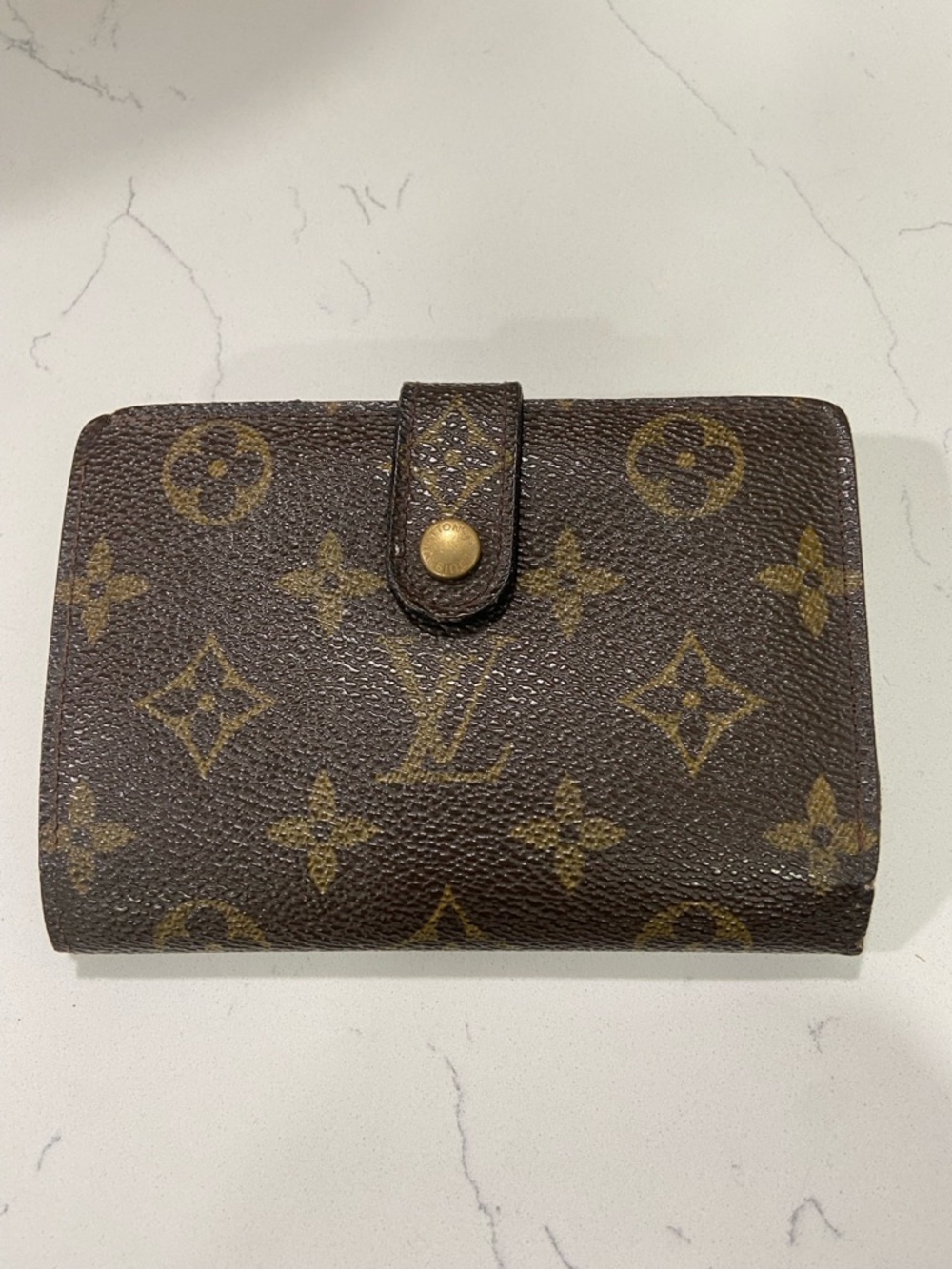 Louis Vuitton Brown Monogram Compact Wallet Kiss-Lock Pouch
